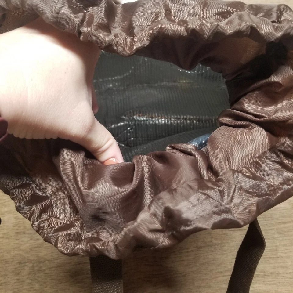 Bolsa de almuerzo aislada Thirty one ceñida marrón tostado blanco Poka Dot Foto 3 de 4