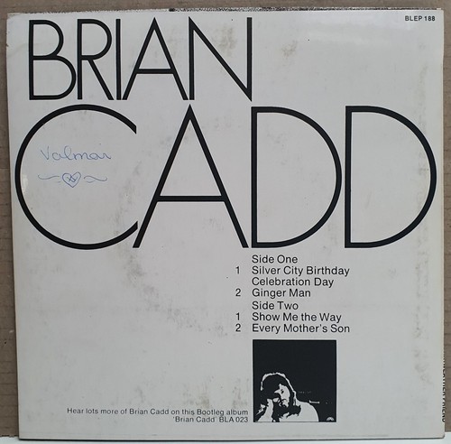 Bootleg Records 45 Vinyl 7" EP Brian Cadd - Ginger Man / Show Me The Way c1973 - Picture 2 of 4