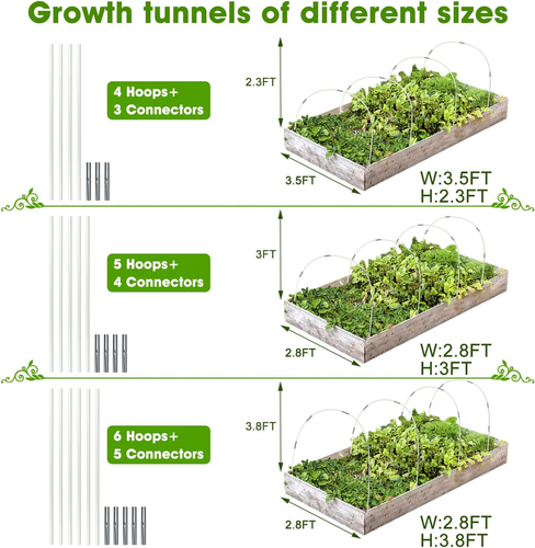 25 Pcs Greenhouse Hoops Garden Hoops for Raised Bed 5 Sets 7Ft Long Grow Tunnel - Picture 2 of 6