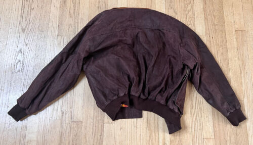 Vtg Willis & Geiger Pilot Brown Suede Leather Flight Bomber Jacket Plaid Medium - Picture 12 of 12