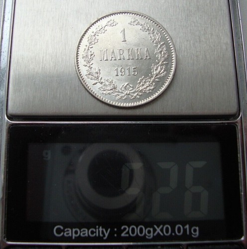 Finlandia Rusia 1 Markka 1915 Moneda de plata S9 - Imagen 7 de 7