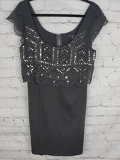 American Eagle Outfitters Women’s M Dress Gray Sheath Sequin Beaded Party Short