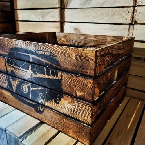 VW CAMPER VOLKSWAGON RUSTIC APPLE BOX CRATE - TRUNK / CAMPING / STORAGE / GARAGE - Picture 64 of 70