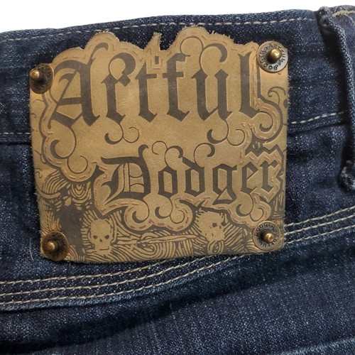 Artful Dodger Jeans 35x31 Embroidered Skeleton Knives Denim Baggy Y2K Skater Men - Picture 14 of 19