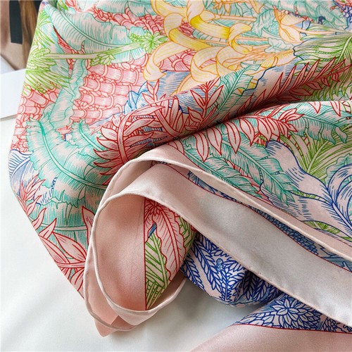 Aztec Print Pure Twill Silk Wrap Scarf Bandana Large Square Shawl Kerchief 53" - Picture 95 of 96