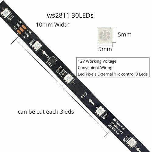 1-5m WS2811 LED Strip Light 5050 RGB Digital IC Addressable Pixels tape lamp 12V - Picture 6 of 11
