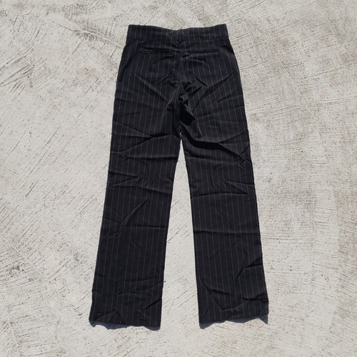 Vintage Tightrope Pinstripe Chain Belt Wide Leg Dress Pants Womens Size 10 Black - 第 2/9 張圖片