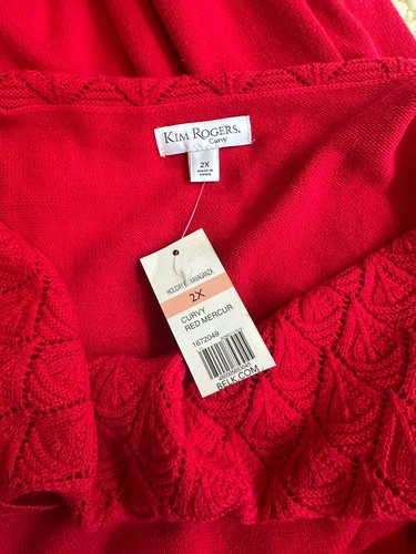 NWT Kim Rogers Curvy Women's Sweater Cowl Neck Knit Lace Collar Sz 2X - Picture 3 of 3
