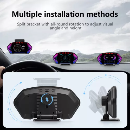 OBD2+GPS HUD Gauge Car Digital Head Up Display Speedometer Turbo RPM Alarm Temp - Picture 10 of 18