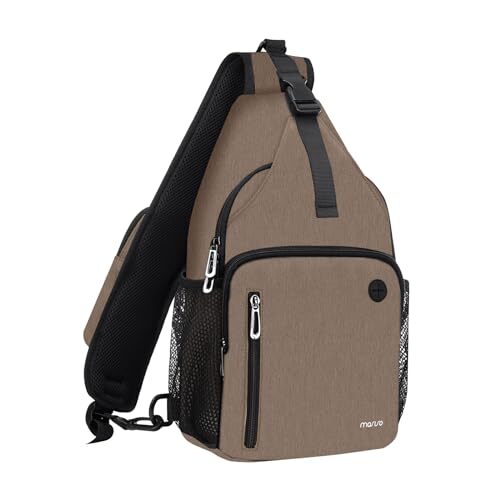Sling Backpack Bag, Crossbody Shoulder Bag Travel Hiking Daypack Chest Brown - Picture 1 of 6