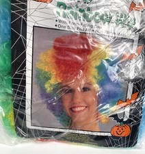 NIP Adult Clown Disco Wig Cosplay Halloween Rainbow Colors