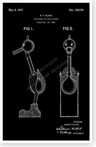 Water Drinking Activated Toy Bird Patent Print - Black - Picture 7 of 7