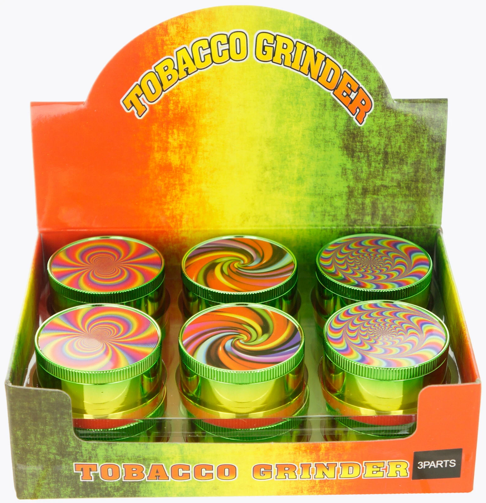12 Pack 1.9" Aluminum Grinder 3 PC Tobacco Herb Spice Grinder Swirl Graphic