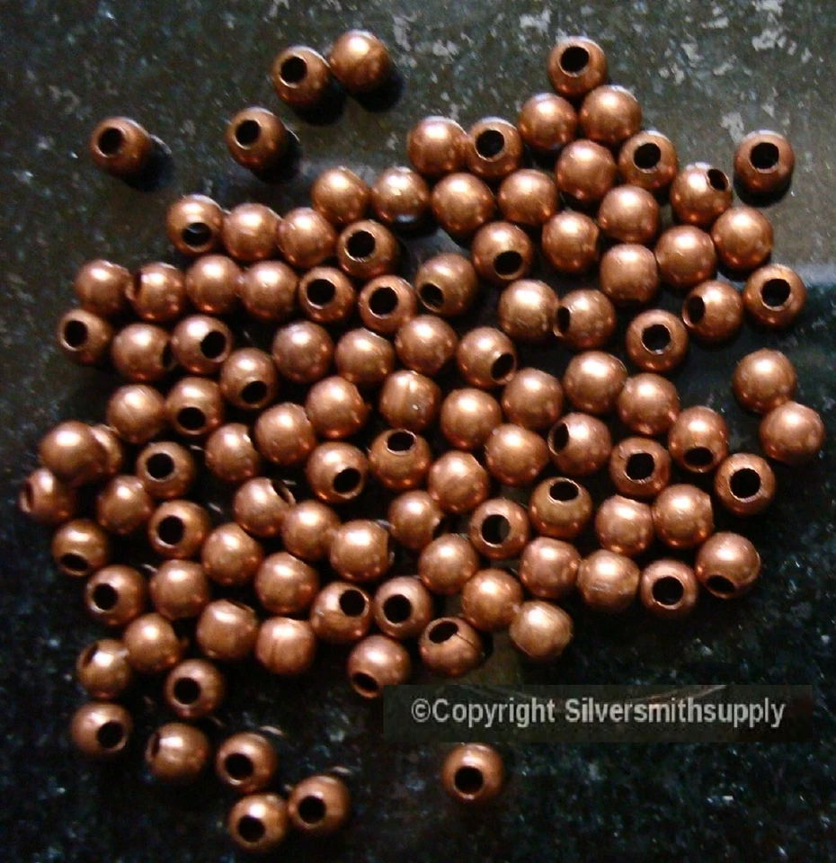 500 Ant Copper plated metal 3mm smooth round spacer beads filler beads FPB216 Foto 3 de 4
