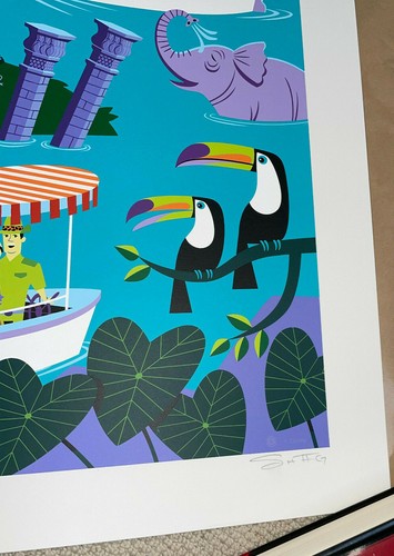 Josh Agle SHAG ANIMAL MÁS PELIGROSO estampado y certificado de autenticidad Disneyland Jungle Cruise Disney - Imagen 2 de 5