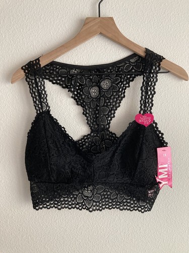 Neu mit Etikett YMI Intimates gepolstertes Damen-Bralette schwarz Spitze Racerback Größe 1X Stil BRL-42 - Bild 1 von 10
