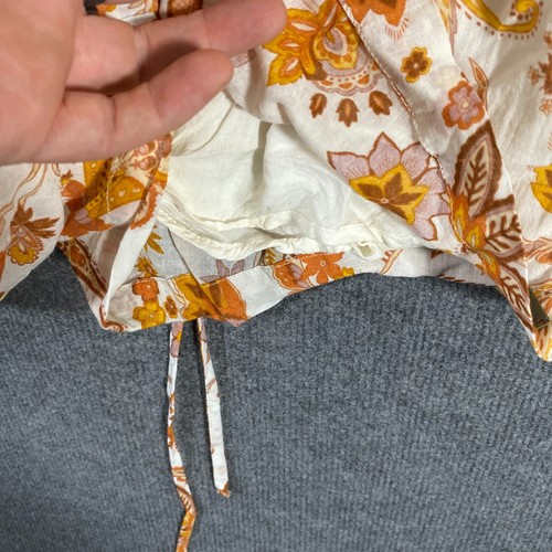 Ghanda Playsuit Womens Medium Orange Jumpsuit Flowers Retro Summery Beach 7T - Picture 5 of 16