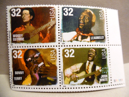 SCOTT BRIEFMARKE # 3212-3215 FOLKSÄNGER 32 CENT PLATTENBLOCK - POSTFRISCH