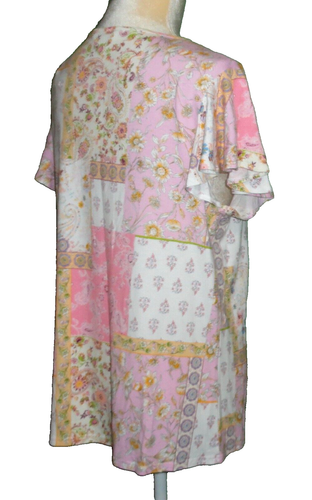 NWT Counterparts Top/Blouse ~ Womens L ~ Pastels ~ Floral & Paisley Patchwork - Picture 5 of 16