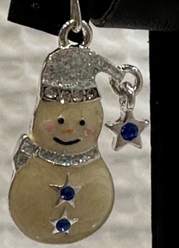 NWOT Kenneth Cole CHRISTMAS SNOWMAN Dangle Hook Earrings with Rhinestones - Picture 4 of 14