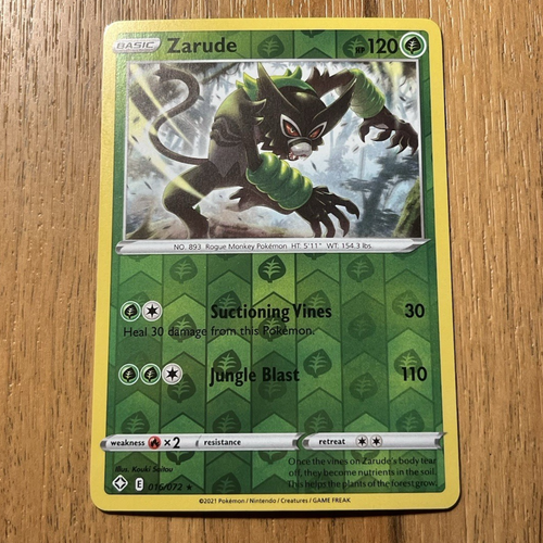 Zarude 016/072 Shining Fates Reverse Holo Pokemon Card NM