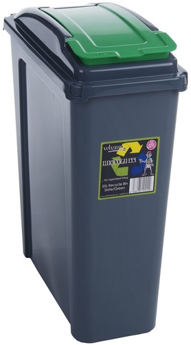 Plastic Recycle Bin Green Lid 25L,50L Rubbish Dustbin Kitchen Waste Recycling - Picture 2 of 3