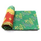 Vintage Kantha Quilt Indian Handmade Cotton Bedspread Reversible Sari Bedding f