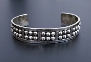 VTG-Sterling-Silver-TAXCO-Pebbled-Caviar-Banded-Cuff-Bracelet-7-034-31-55g