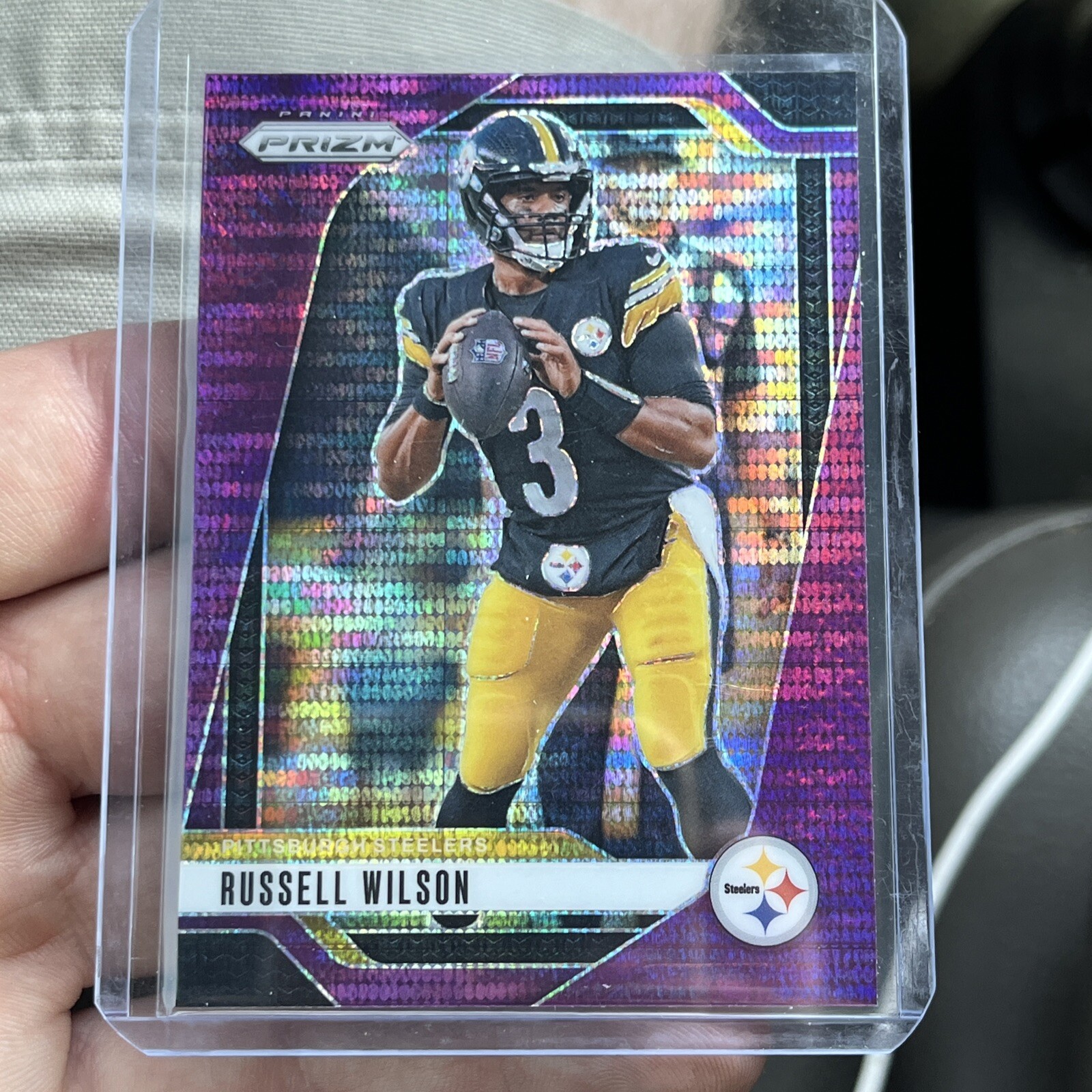 Russell Wilson 2024 Panini Prizm Purple Pulsar Pittsburgh Steelers QB1 Mint