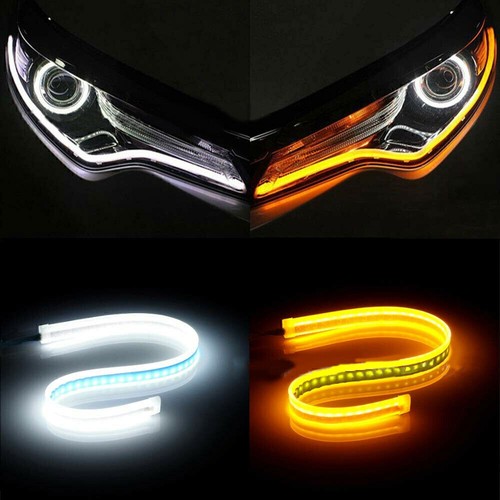 2X60cm DRL LED Headlight Strip Light Daytime Running Sequential Turn Signal Lamp - Picture 3 of 8