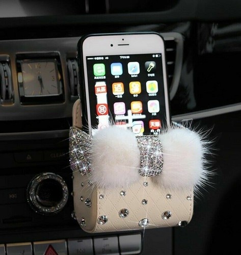 Bling Diamond Crystal Car Mobile Phone Holder Storage Box Car Decor Internal - Foto 10 di 13