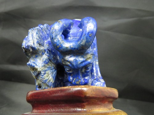 Estatua de toro y león natural de lapislázuli calidad gema con base de madera - Imagen 8 de 8