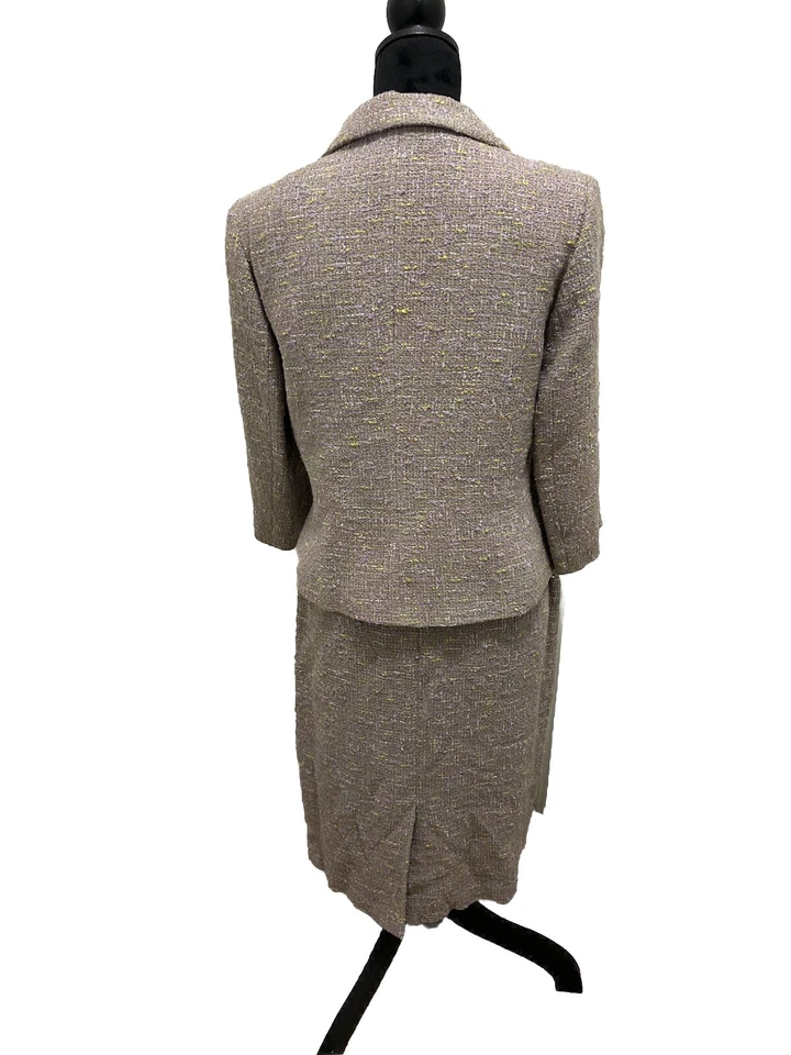 Traje Falda Clásico Esquinero Vintage Informal 2 Piezas Tweed Talla 8-10 Hecho en Italia Forrado Foto 4 de 4