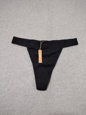 SKIMS Women's Cotton Blend Stretch Jersey Rib Thong Soot Size L PN-STT-0040
