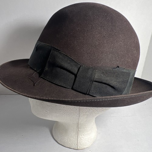Vintage 1930’s HABIG Wien Hutmacher Josep Geiger Dark Brown Leather Felt Fedora - Bild 2 von 21