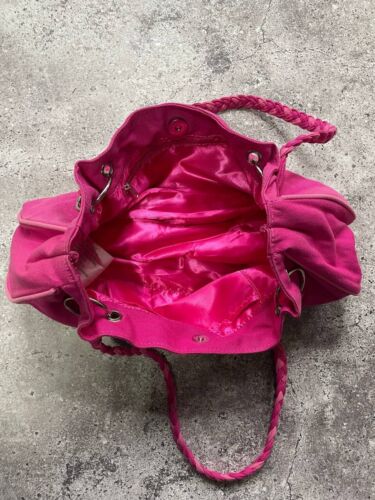 Vintage Pink Lacoste Parfums Tote Bag Satin Lining Braided Handles Canvas - Picture 2 of 5