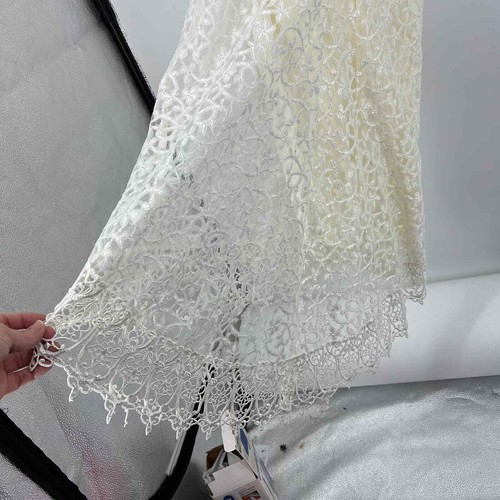 Abito vintage Jessica McClintock da sposa senza maniche in pizzo completo stratificato RARO taglia 12 - Foto 12 di 14