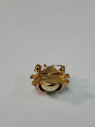 Vintage Gold-Tone Ladybug Beetle Rhinestone Faux Pearl Brooch/Pin - Picture 11 of 11