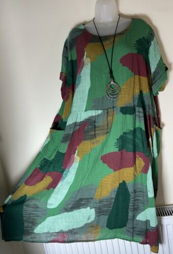 New Cotton Tunic Dress Plus size 22 24 26 28 Made in Italy - Picture 5 of 5