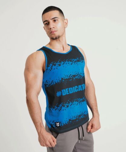 Top sin mangas azul de gimnasio fitness para hombres sin mangas entrenamiento culturismo estampado de alta calidad - Imagen 5 de 9