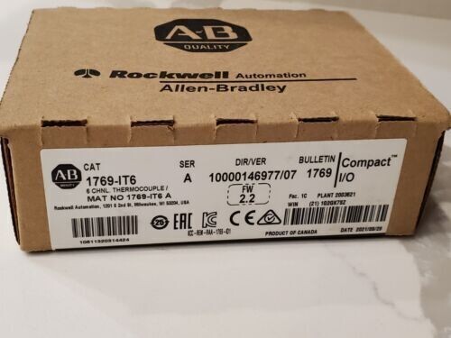 New Factory Sealed AB 1769-IT6 SER A CompactLogix Thermocouple/mV Input Module