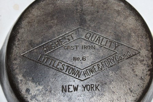 Sartén de hierro fundido vintage Littlestown Hdwe & Fdry Co. Nueva York No. 6 - Imagen 3 de 23
