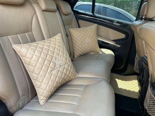 TAN WITH CREAM DIAMOND JDM VIP CAR INTERIOR Seat Back and Neck PILLOWS SET - Picture 18 of 25