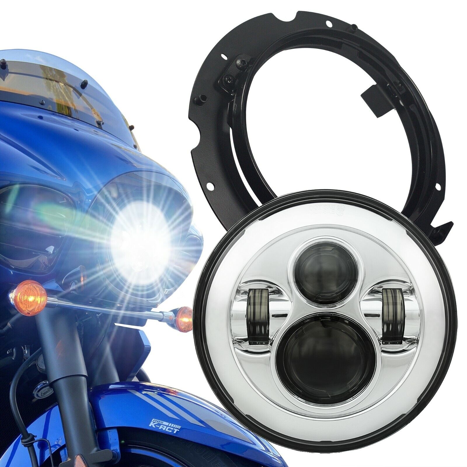 Eagle Lights LED Projection Headlight Kit for Kawasaki Vaquero & Voyager Chrome