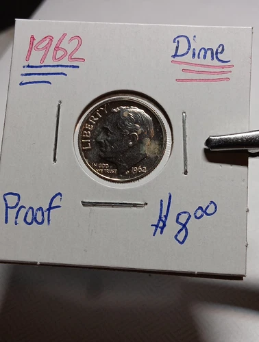👉1962  Roosevelt Dime 90% Silver Proof  With Spots A/87