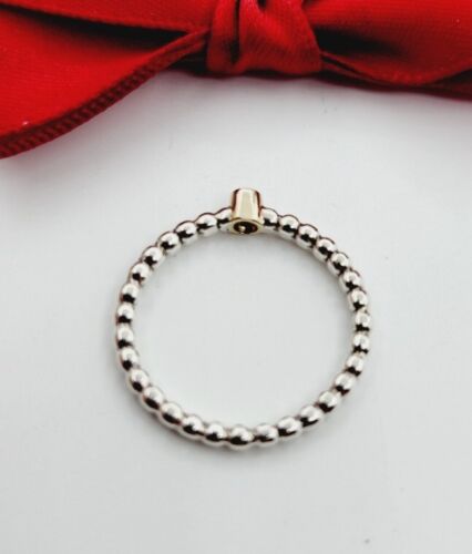 Genuine Pandora Silver 14ct Gold Diamond ‘Evening Star’ Bubble Ring 190214D - Picture 2 of 8