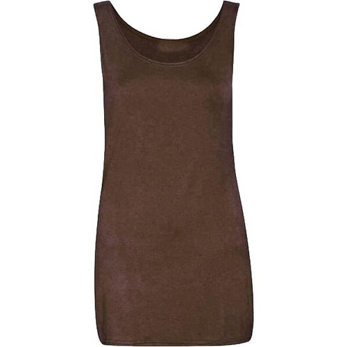 MUJER CUELLO REDONDO SIN MANGAS DAMAS LARGO ELÁSTICO LISO CHALECO TIRANTES CAMISETA TOP - Imagen 18 de 18