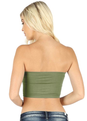 Womens Seamless Tube Top Bra Bandeau Strapless Bralette Stretch Solid Top - Picture 7 of 27