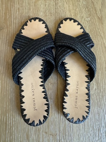Jenni Kayne Raffia Black Crossover Sandals Sz 6 Worn Once Price Firm - Picture 6 of 6