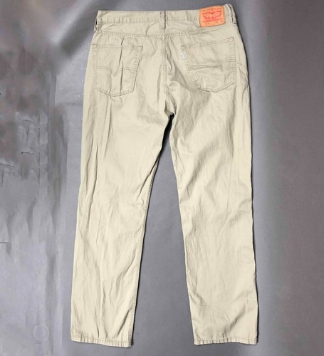 Levi's 514 Denim Jeans 36 x 34 Straight Leg Tan Chinos Khaki Normcore Mens - Picture 2 of 3